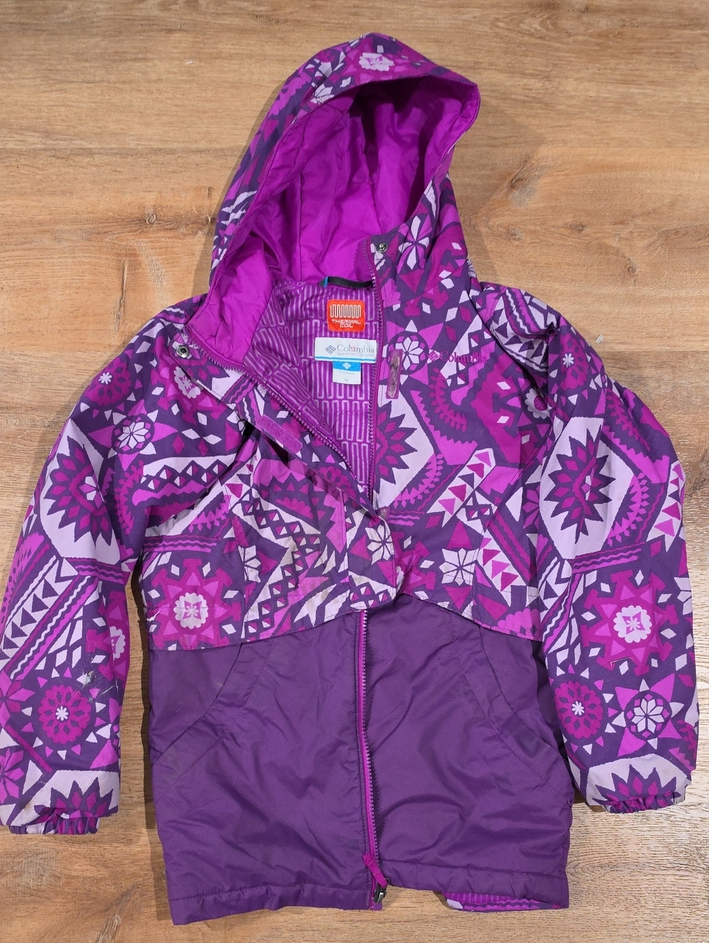 Columbia Girls' Purple Patterned Hooded Puffer Jacket